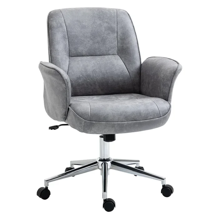 Vinsetto Silla de Escritorio Basculante Silla de Oficina Giratoria Tapizado en Microfibra Altura Ajustable con Reposabrazos Respaldo Asiento Acolchado 67x69x92-102 cm Gris