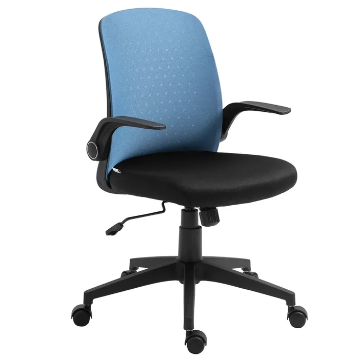 Vinsetto Silla de Oficina Ergonómica Silla Escritorio Giratoria para Adolescentes Ajustable en Altura con Reposabrazos Abatible Soporte Lumbar y Respaldo Transpirable Ligera 57x61x93-102 cm Azul