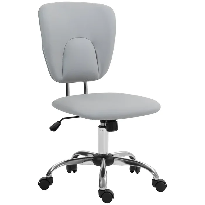 Vinsetto Silla de Oficina sin Reposabrazos Silla de Escritorio Juveniles con Altura Ajustable y Función de Inclinación Carga 120 kg 50x54x87,5-96,5 cm Gris Claro