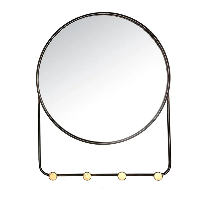 Vische Espejo, de Hierro, en color Negro/Oro, de 50x5x63cm – Lastdeco