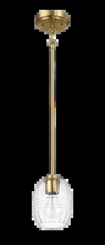 Vista Single Pendant Chain Hanging Light with Clear Glass – Satin Brass