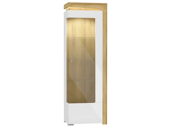Vitrina 1 puerta apertura a la derecha con LED Teo Blanco y Madera
