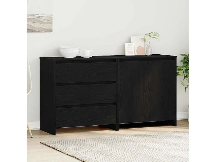 Vitrina 2 piezas Negro 70 x 41 x 75 cm Madera contrachapada
