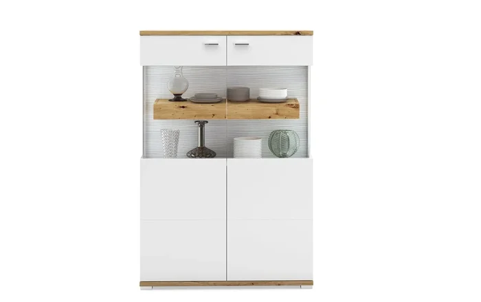 Vitrina 2 puertas blanco y roble CORSO
