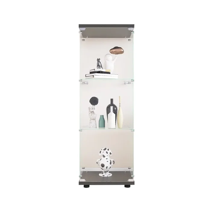 Vitrina de cristal, vitrina de pie en color blanco, 125 x 36 x 42 cm. Vitrina de cristal moderna con 3 estantes para objetos de colección, libros, vino.