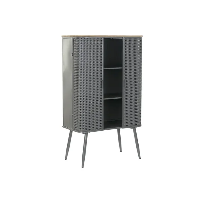 Vitrina DKD Home Decor Natural Gris Metal Madera 2 Estantes (79 x 39 x 133 cm)