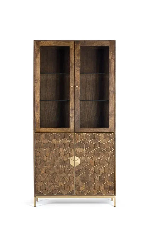 Vitrina madera de mango Marrón 200x40x100 cm – Giner y Colomer