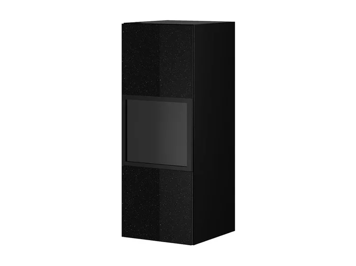 Vitrina suspendida, 1 puerta acristalada colección ZANTE. Color negro brillante con purpurina.