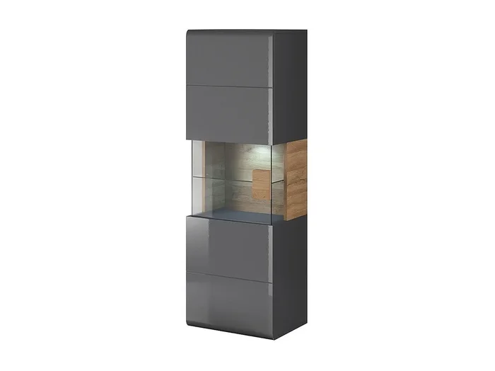 Vitrina suspendida colección OHIO color gris antracita y roble.