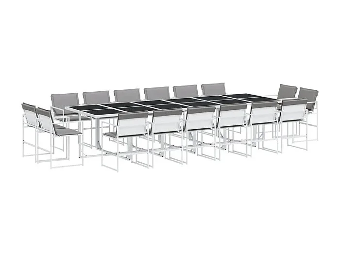 Vyra Juego de comedor de jardín 17 pzas con cojines textilene blanco