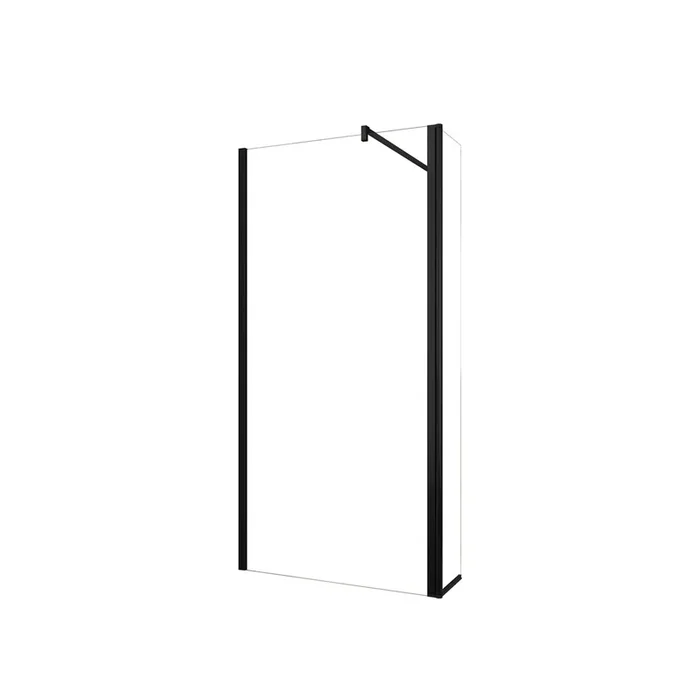 Walkin Mampara Panel de ducha 2 hojas Panel fijo+Lateral giratorio Vidrio 8mm Antical con Barra Negra mate 140cm Tamaño[(53.9-55.9)+30]x200cm