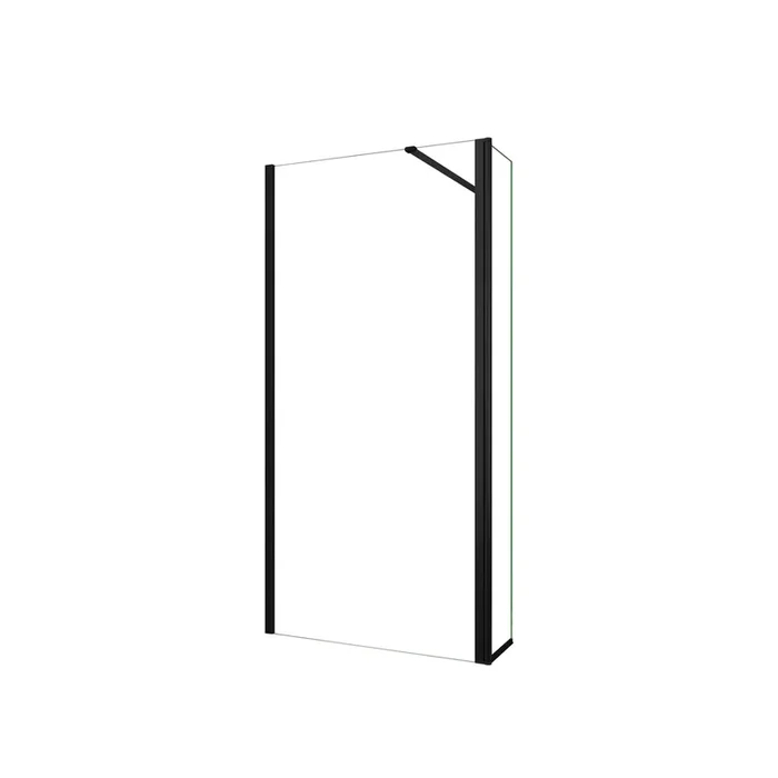 Walkin Mampara Panel de ducha 2 hojas Panel fijo+Lateral giratorio Vidrio 8mm Antical con Barra1 Negra mate 90cm Tamaño[(53.9-55.9)+40]x200cm