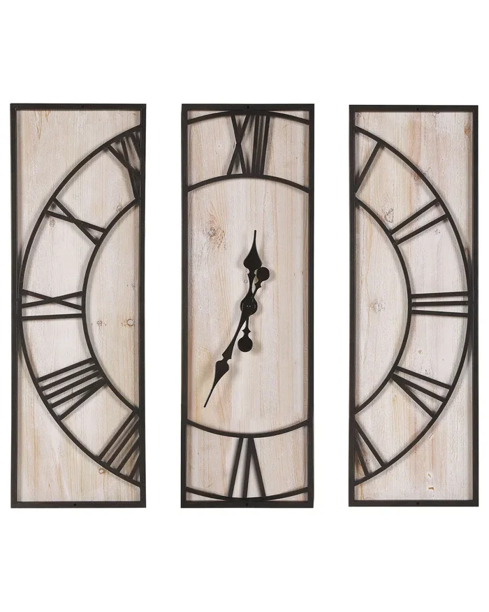Wall Clock COATLAN 75 cm Fir Wood Brown/ Black
