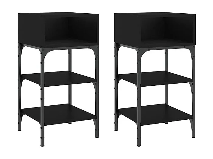 Walo Mesitas de noche 2 uds madera de ingeniería negro 35×34,5×70 cm