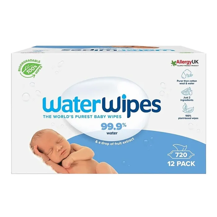 WaterWipes – SET 12x Toallitas húmedas sin plástico 60 uds (720 uds)