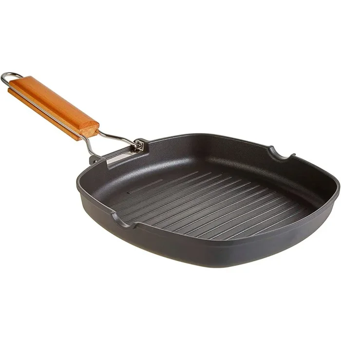Wecook Ecostone Grill Inducción 28 x 28cm, Rayas, Antiadherente sin PFOA, Aluminio Fundido, Vitrocerámica, Gas, , Negro