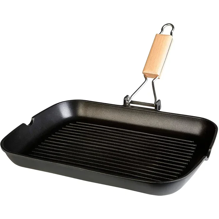 Wecook Ecostone Grill Inducción 34 X 24cm, Rayas, Antiadherente sin PFOA, Aluminio Fundido, Vitrocerámica, Gas, , Negro