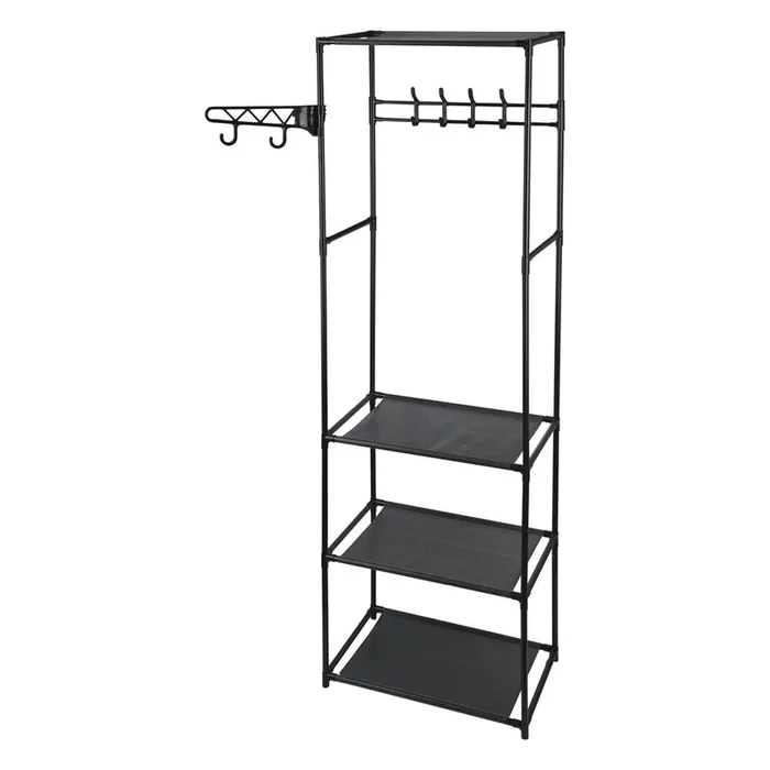 WELL HOME – Armario perchero con estantes color negro H.170cm