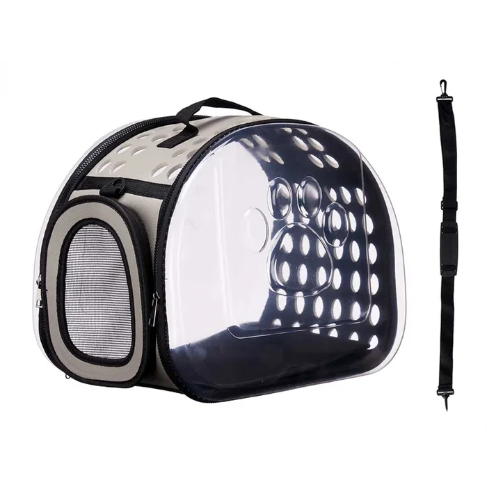 WELL HOME – Transportín grande plegable para mascotas 43x4x33cm color Gris
