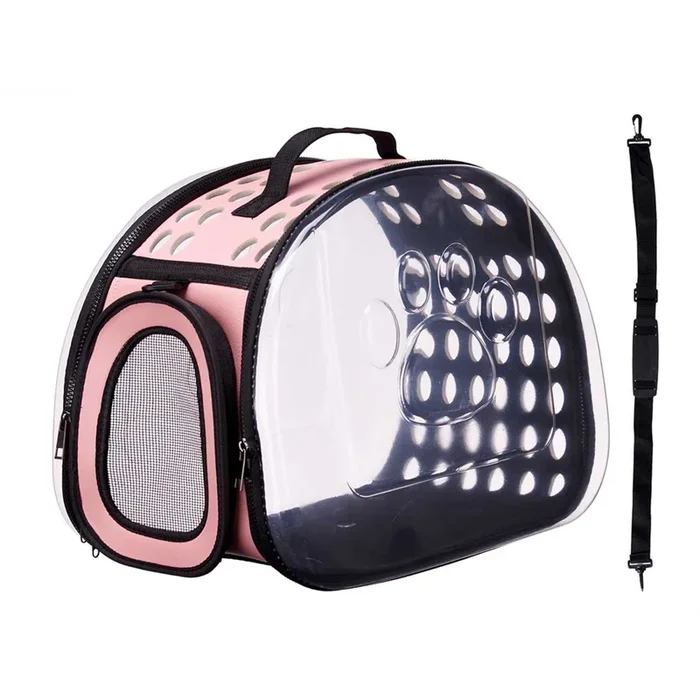 WELL HOME – Transportín grande plegable para mascotas 43x4x33cm color Rosa