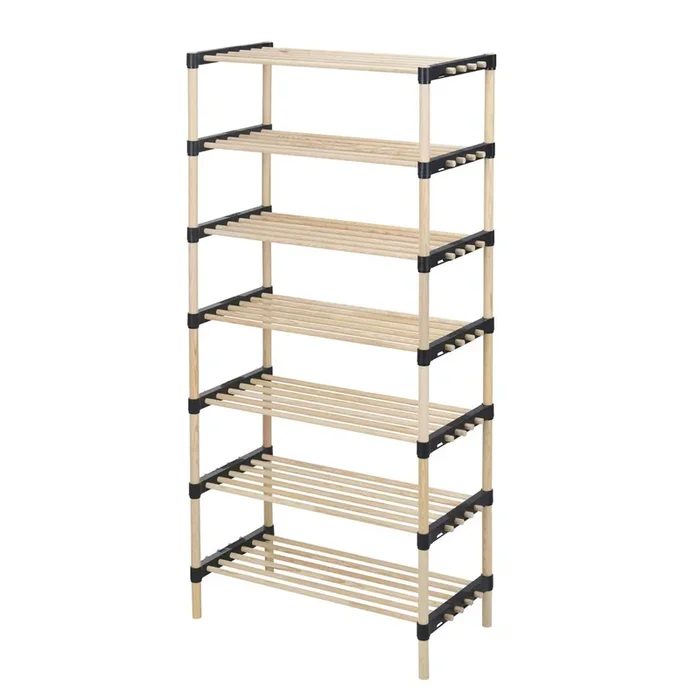 WELL HOME – Zapatero de 7 estantes en madera y metal H.110cm