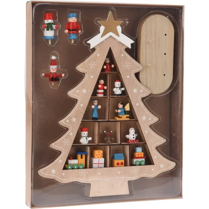 Well Home Árbol de madera con Decoración Colgante en color Natural H. 30,5cm