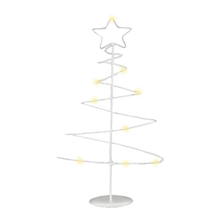 Well Home Árbol Navideño decorativo de Metal Blanco con Estrella con 46 Luces LED y Temporizador 53x24x10cm