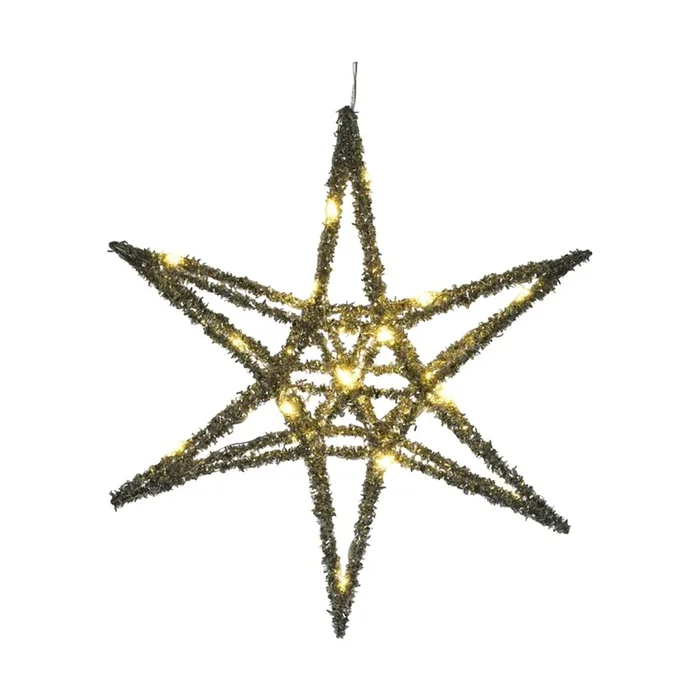 Well Home Estrella Navideña color Plateado con 20 Luces LED blancas 30x30x5cm