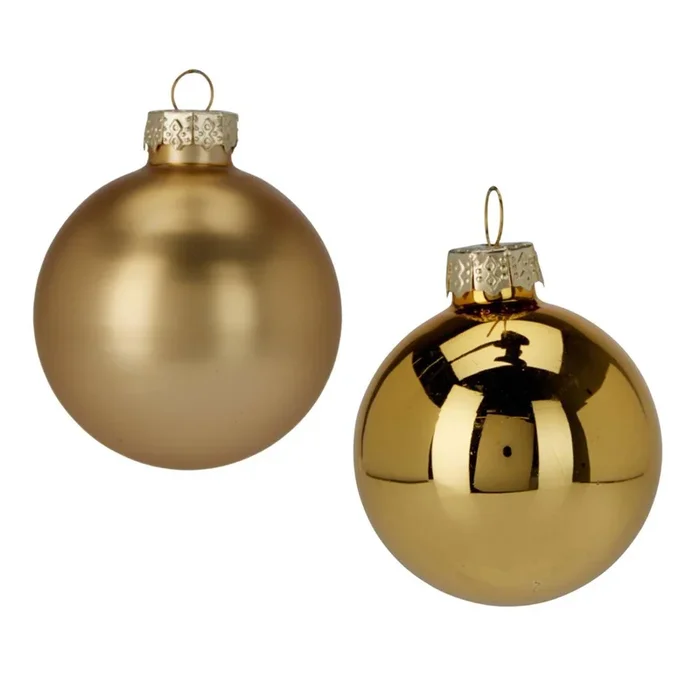 Well Home Juego de 16 Bolas de Navidad color Dorado Ø5cm – Brillantes y mate