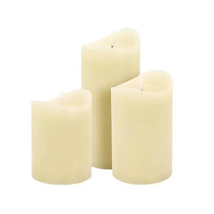 Well Home Juego de 3 Velas LED con efecto Gelatina en color Marfil y tamaños variados