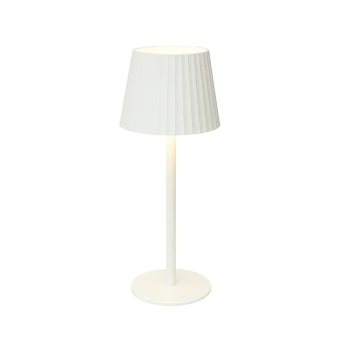 Well Home Lámpara de Mesa Blanca LED recargable con 24 luces blancas cálidas y 3 niveles de brillo Ø27,5x9cm