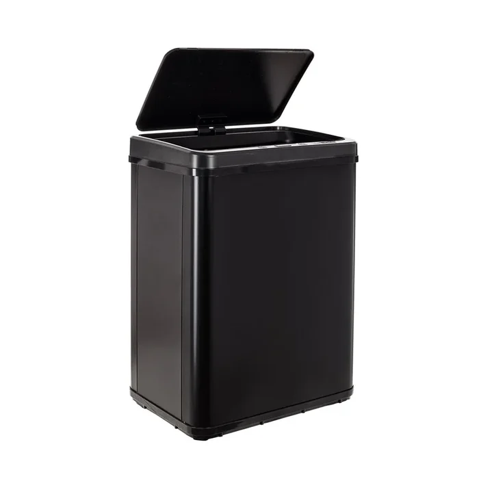 WELL HOME MOBILIARIO & DECORACIÓN Cubo de basura inteligente SIN patas con apertura automática o contacto manual, 40L, Alto 55,5 (x35,5×26), negro.