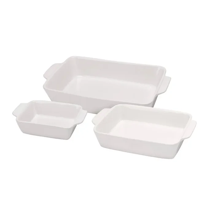 Well Home Plato de horno de gres en juego de 3 piezas y diferentes tamaños, 36×22,5x8cm