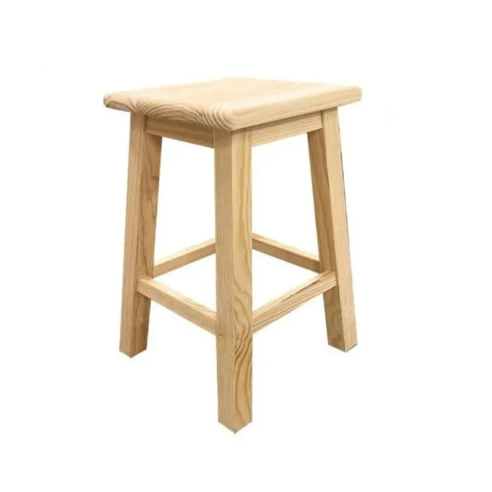 Well Home Taburete de Madera maciza Cuadrado en color natural 31x31x50cm