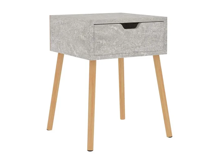 Wellsville Mesita de noche madera de ingeniería gris hormigón 40x40x56 cm