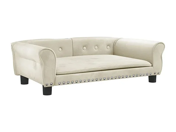 West Branch Cama para perros de terciopelo crema 95x55x30 cm