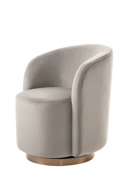 West End Silla Giratoria de comedor – Gris Paloma – Base Latón