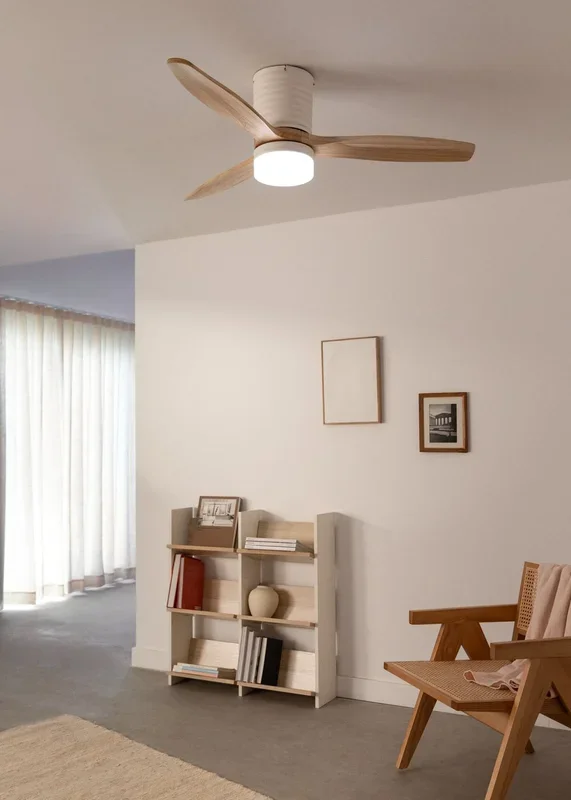 WIND CALM LINE – Ventilador de techo 40W silencioso Ø132 cm 100% madera