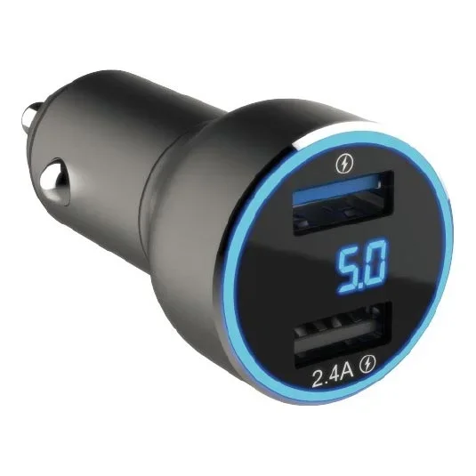 Winner Group – Cargador de coche con pantalla 2xUSB-A Power Delivery 30W negro
