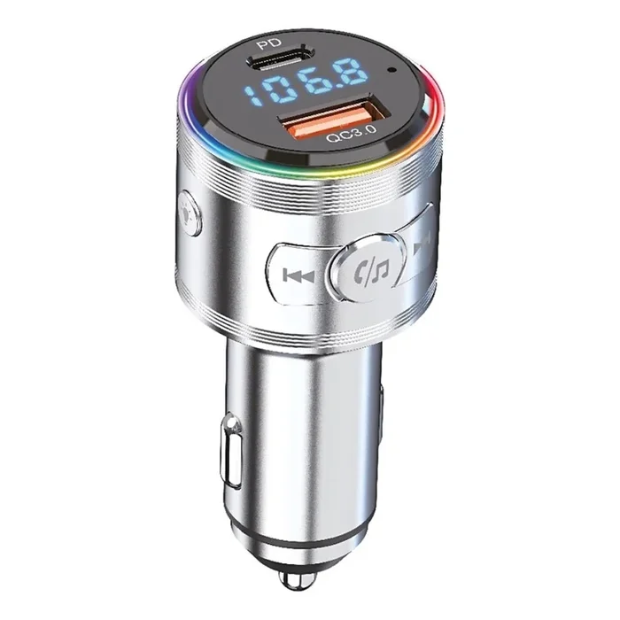 Winner Group – Cargador de coche con transmisor FM y función manos libres 20W plateado