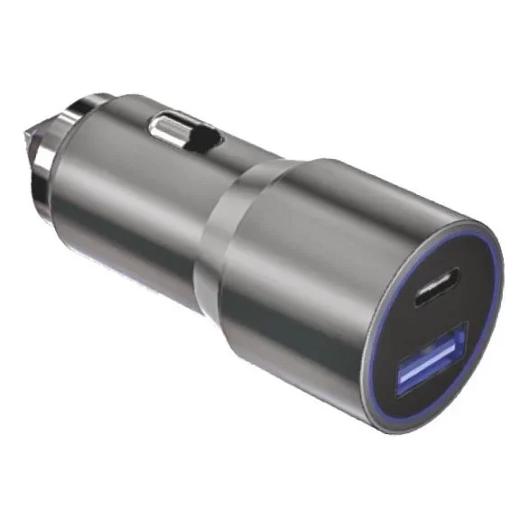 Winner Group – Cargador para coche 1xUSB-C + 1xUSB-A Power Delivery 58,5W plata