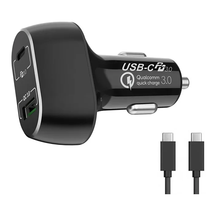 Winner Group – Cargador para coche 1xUSB-C + 1xUSB-A Power Delivery 63W + Cable USB USB-C / USB-C 1 m negro