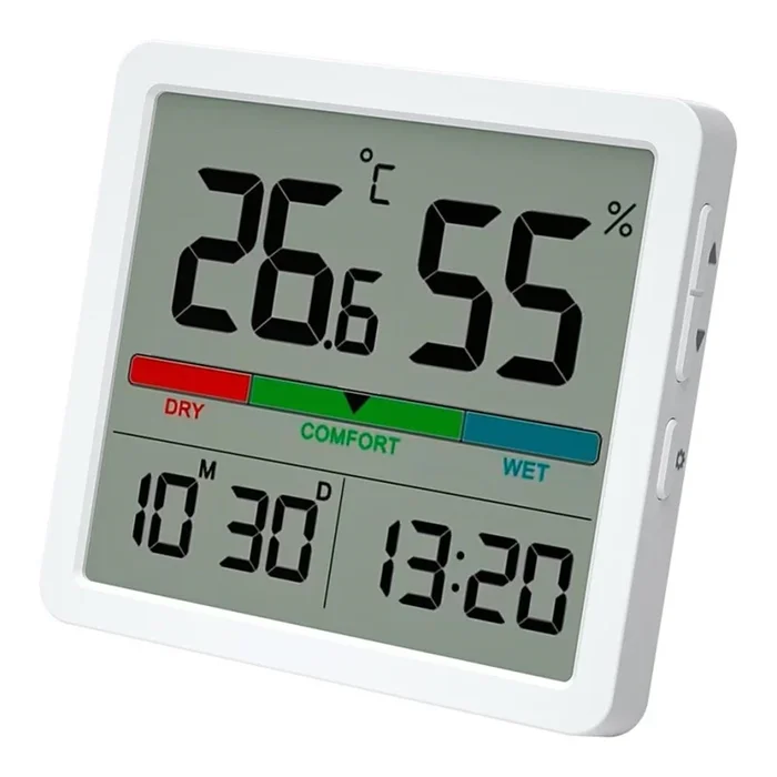 Winner Group – Termometro digital con pantalla LCD y medidor de humedad 2xCR2032 blanco