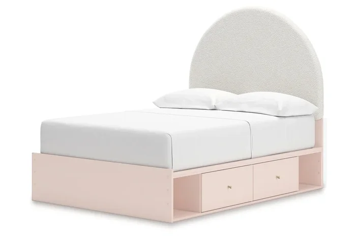 Wistenpine Blush Full Upholstered Storage Platform Bed with 4 Drawers