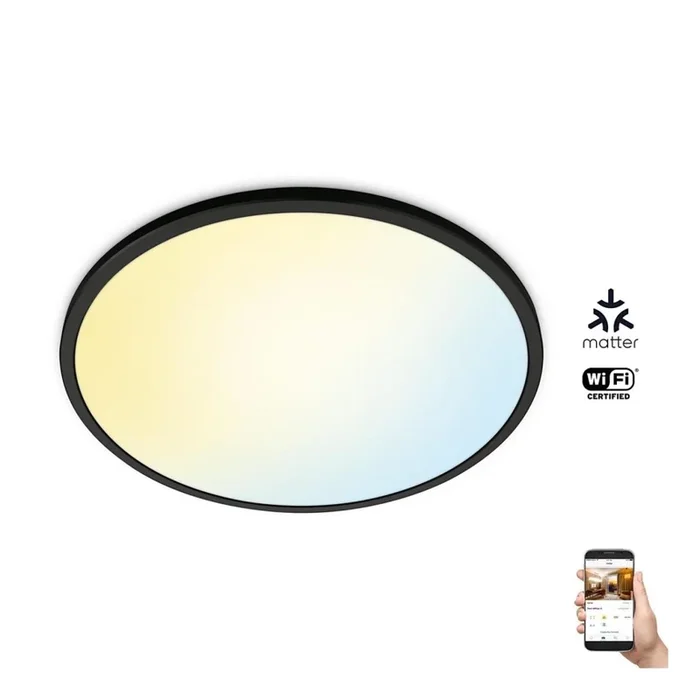 WiZ – Plafón LED regulable SUPERSLIM LED/22W/230V 2700-6500K Wi-Fi negro