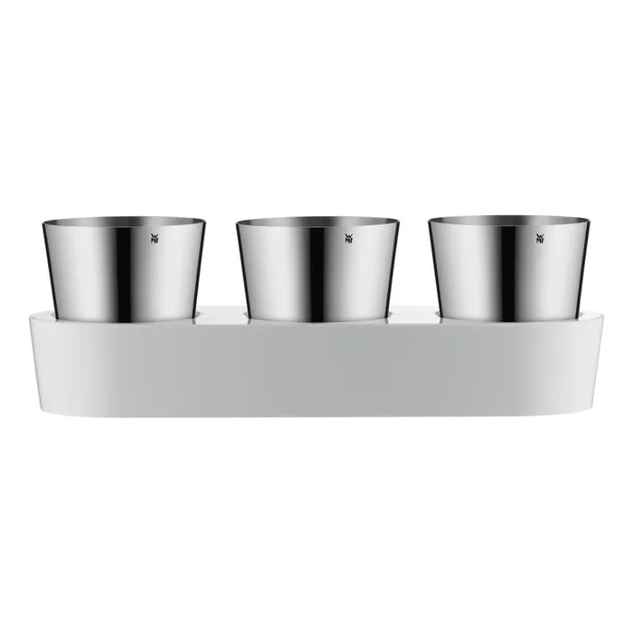 WMF – Maceta autorriego para hierbas 3 uds. GOURMET blanco/acero inoxidable