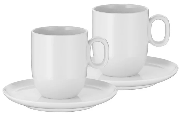 WMF – SET 2x Taza para café crème con un platillo BARISTA 170 ml blanco