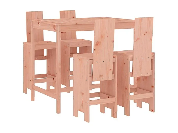 Yrave Mesa alta y taburetes de jardín 5 piezas madera maciza Douglas
