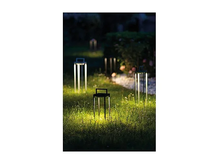 Zafferano – Farol solar para el hogar de 2 LED, 37,3 cm, lámpara de pared y mesa de 2 W con batería y sensor crepuscular, color blanco
