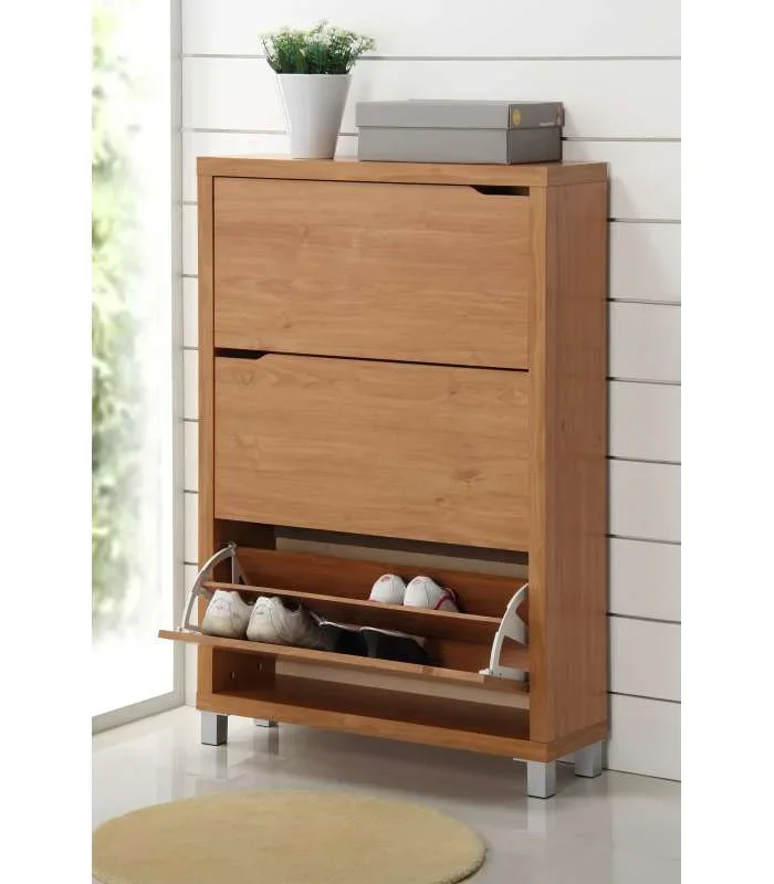 Zapatero 3 puertas kubox acabado maple, 79cm(ancho) 119cm(altura) 24cm(fondo)